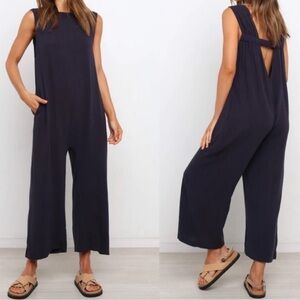 NEW Petal & Pup Yardlee Linen Blend Jumpsuit in Navy